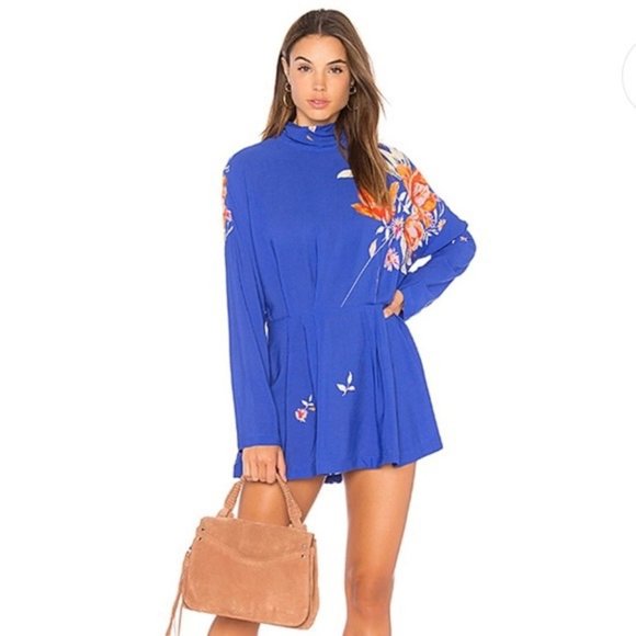 Free People Dresses & Skirts - Free people Blue floral Gemma Tunic mini Dress size Small